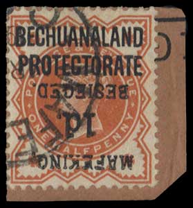 Mafeking 1/2d vermilion with inverted surhcarge