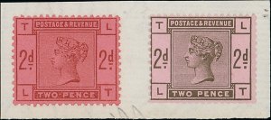 1883-84 2d Colour Trials affixed on paper