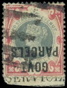 1s green and carmine GOVT PARCELS inverted overprint