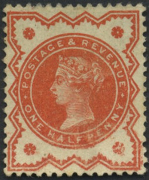 1/2d vermilion printed on gummed side