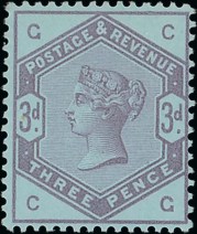 1883-84 3d Colour Trial on Green Paper