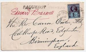 Cover sent onboard RMS Orizaba from Ceylon