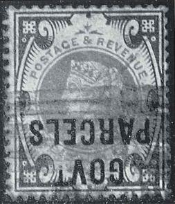 Government Parcels 1s Green and Carmine Inverted Overprint