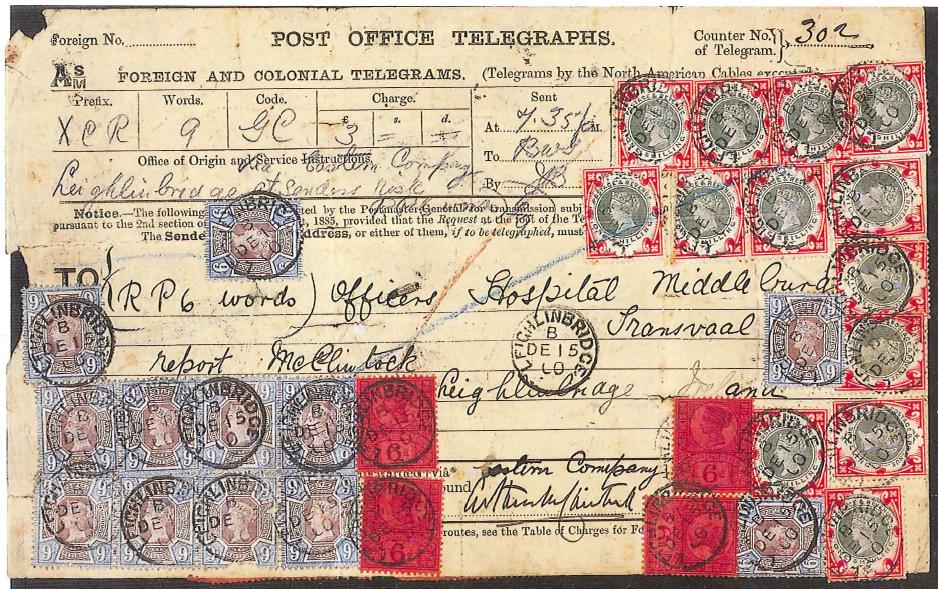 Telegram from Ireland to Transvaal