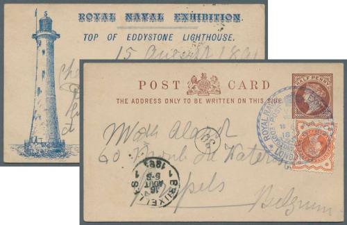 Royal Navy Exhibition card uprated with 1/2d Jubilee