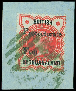 Bechuanaland 1889  4d on 0.5d vermilion with rpence omitted