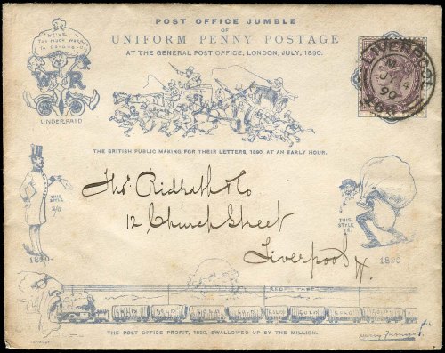 Harry Furniss Post Office Jumble caricature sent within Liverpool