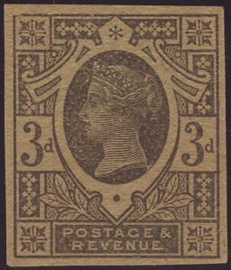 1887 3d purple on yellow plate proof