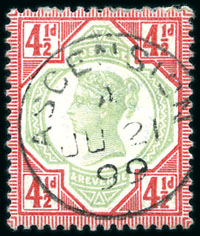 1892 4.5d Jubilee used in Ascension