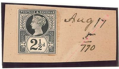 1887 2.5d de la rue striking book piece