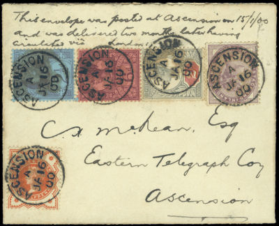 GB Used Abroad in Ascension Jubilee issues on cover